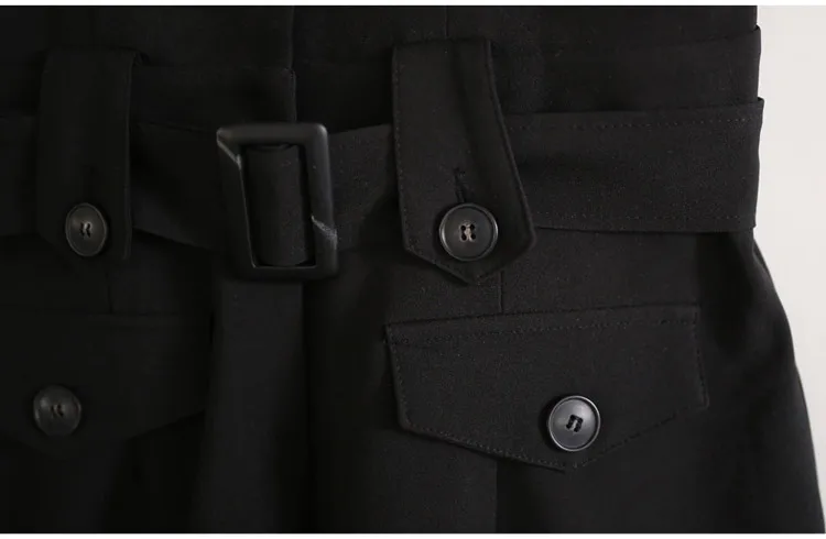 

With Belt Women OL Jumpsuit Romper Hot Sale Bodysuit Elegant Party Solid Playsuits Single Breasted Short Overalls CC266