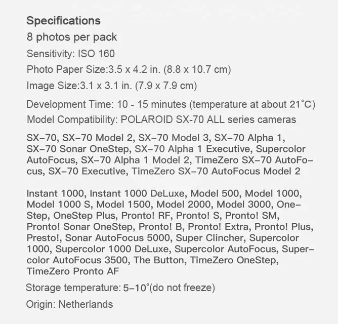 Оригинальная цветная пленка для мгновенных фотографий с 8 листами белая бумажная