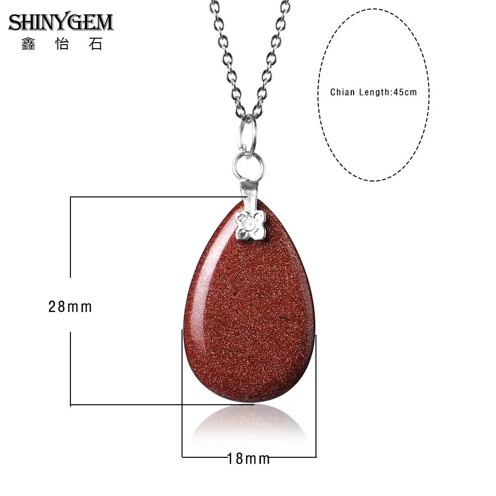 2023 ShinyGem натуральный камень элегантные капли воды золото Песок Подвески и