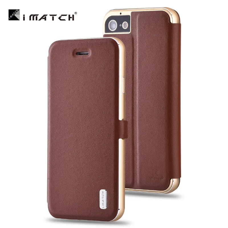 Оригинальный iMatch Магнитный флип-чехол из натуральной кожи для Apple iPhone 7/Plus