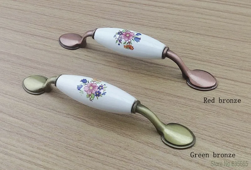 Антикварные цветы керамическая мебель фурнитура ручки дверной ящик шкаф