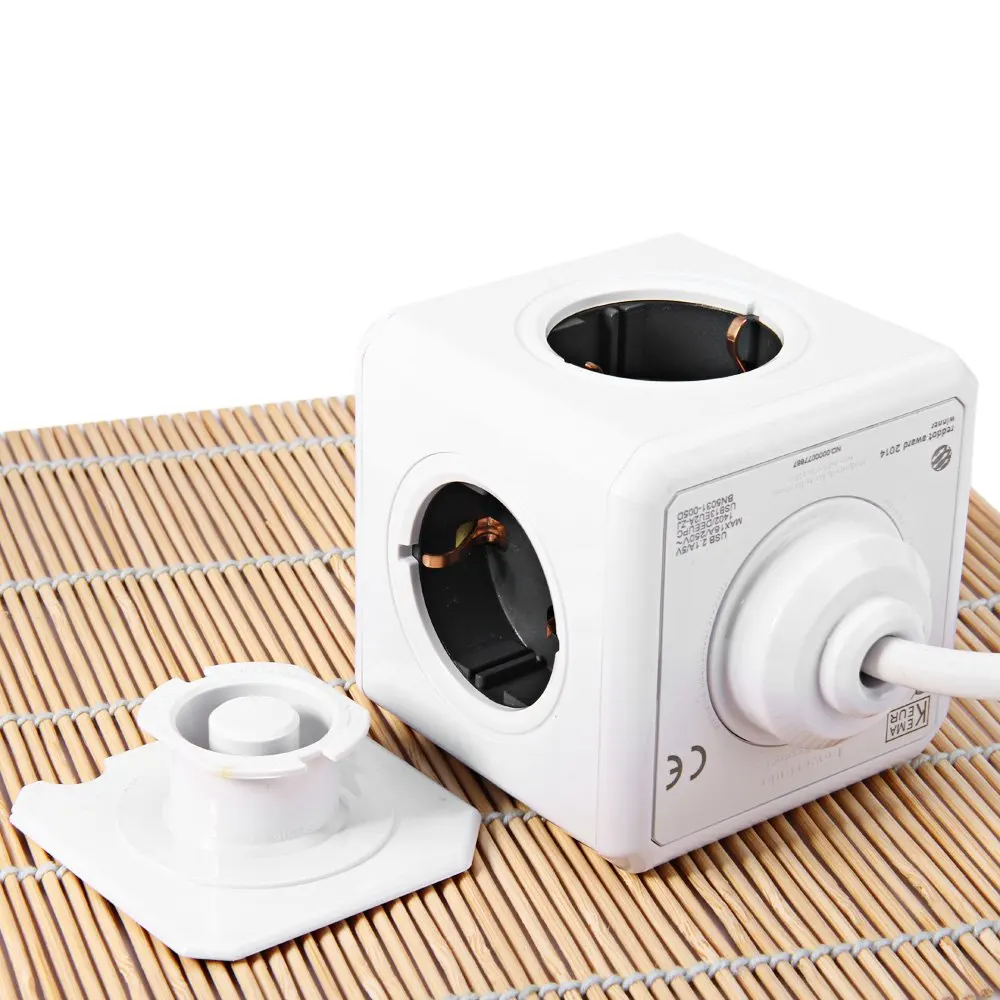 Розетка Allocacoc PowerCube с 4 розетками переходник двумя USB-портами и кабелем 3 м |