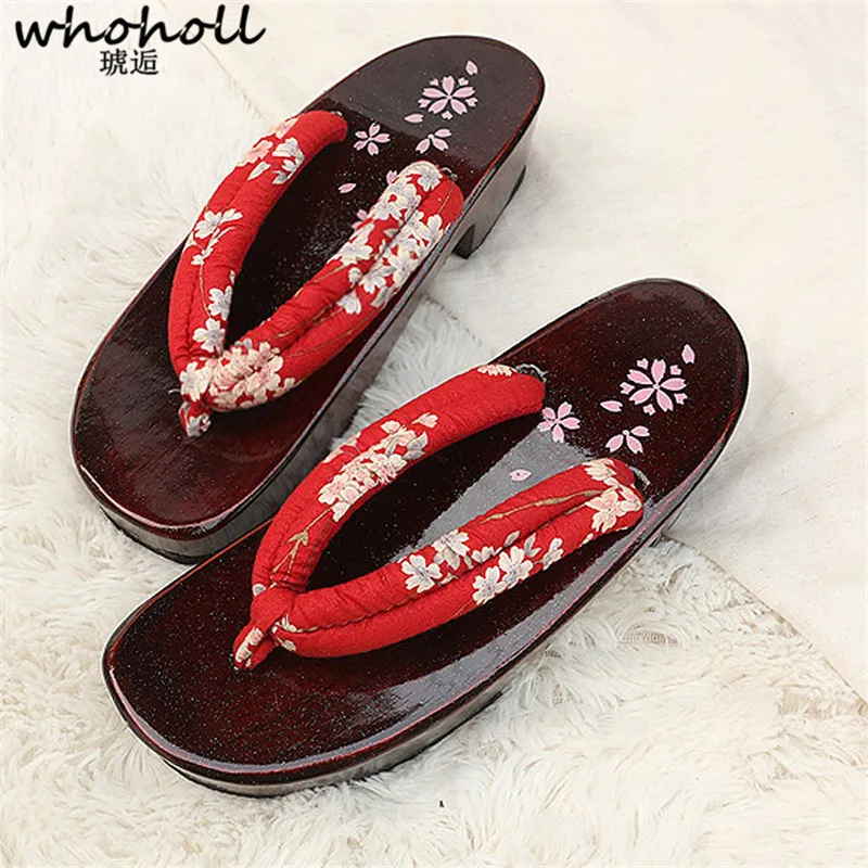 WHOHOLL Geta Cosplay Costume Summer Sandals Women EVA Antiskid Wedge Anime Coser Japanese Clogs Wooden Slipper Women Flip-flops