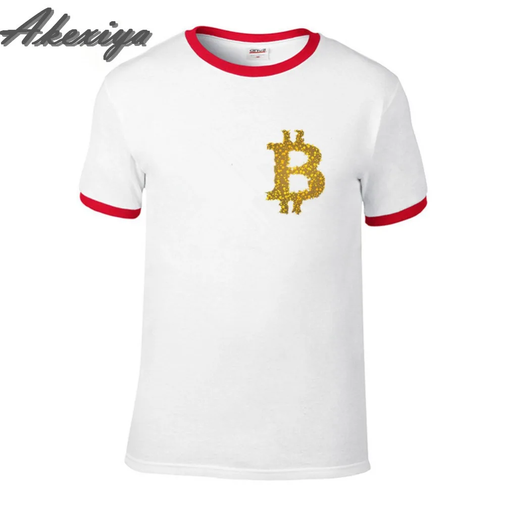 

Bitcoin logo pockets beautifully designed T-shirt hot sale youth fashion short sleeve tshirt homm camisa poleras custom shirt