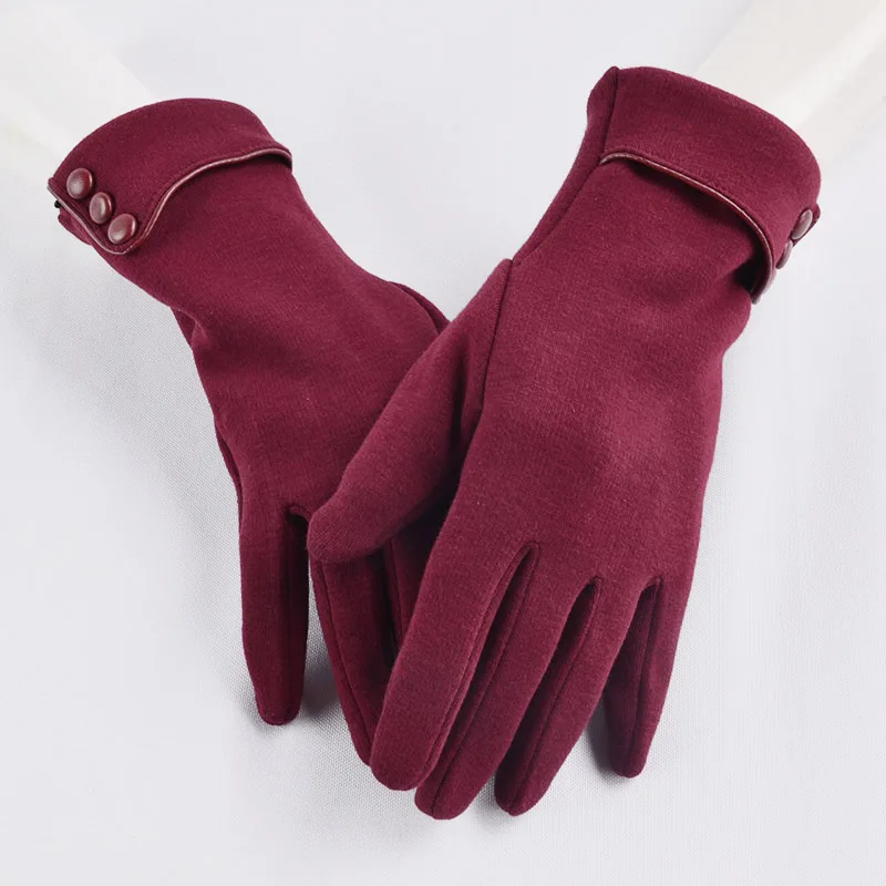 wine red style 1 Женские зимние перчатки с сенсорным экраном, Осенние теплые перчатки, рукавицы на запястье, водительские лыжные ветрозащитные перчатки luvas guantes handschoenen - Цвет: wine red style 1