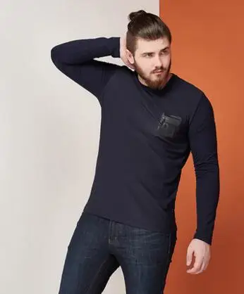 2017 Кармен Кит шею длинным рукавом Футболки мужчин большой ярдов Жира удобрений