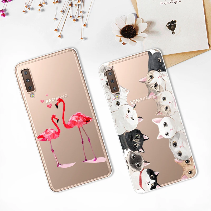 Чехол для Samsung Galaxy A7 2018 прозрачные силиконовые чехлы телефонов с принтом A750F A750