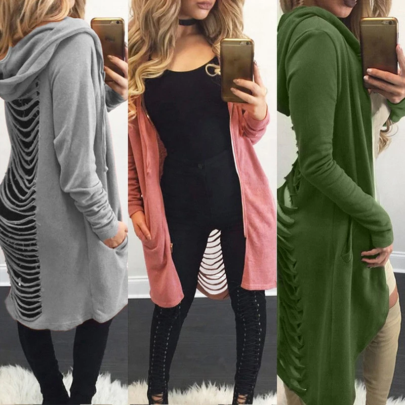 Женский свитер с капюшоном длинный Повседневный ажурный капюшоном|long womens coat|long
