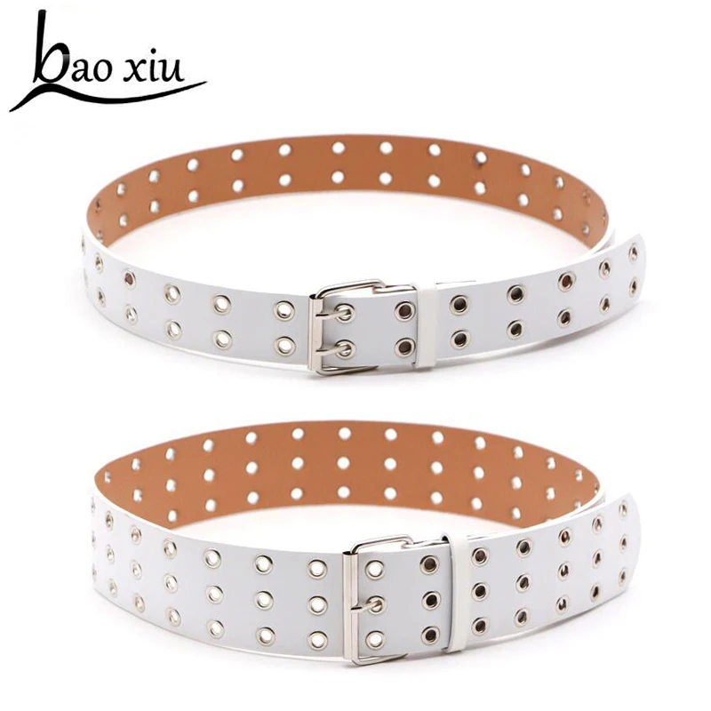 2019 New Arrival Women Waist Belts Hollow Rivets PU Leather Strap for Womens Slim Waistband Female Ladies vintage Accessories