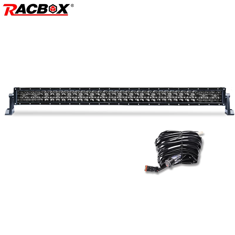 Светодиодный 12V 24V 5D 42 ''туман Изогнутые Прямой Подсветка лампы дневного света бег диск фары для автомобилей авто внедорожный грузовик 4x4 4WD ATV внедорожник - Цвет: Straight with Wiring