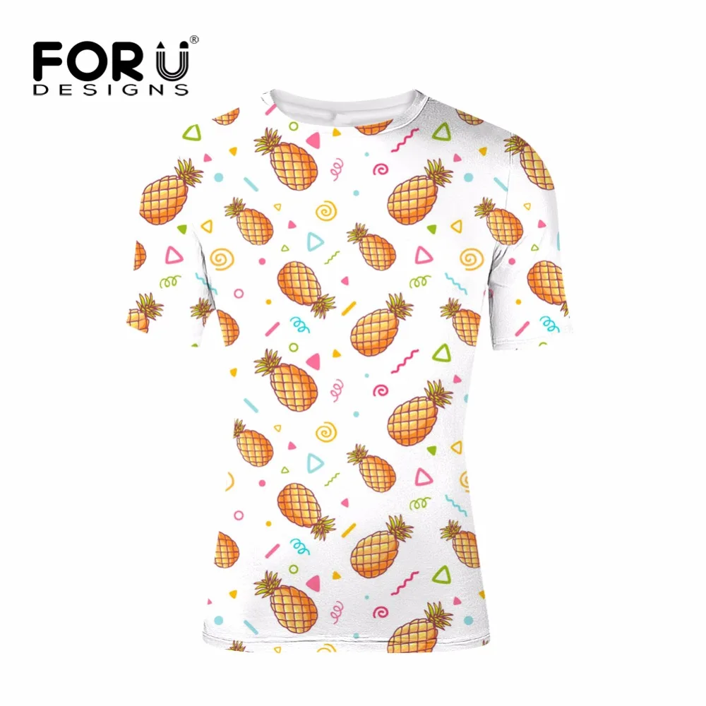 FORUDESIGNS/футболка с ананасом одежда летняя футболка мужская женская повседневная