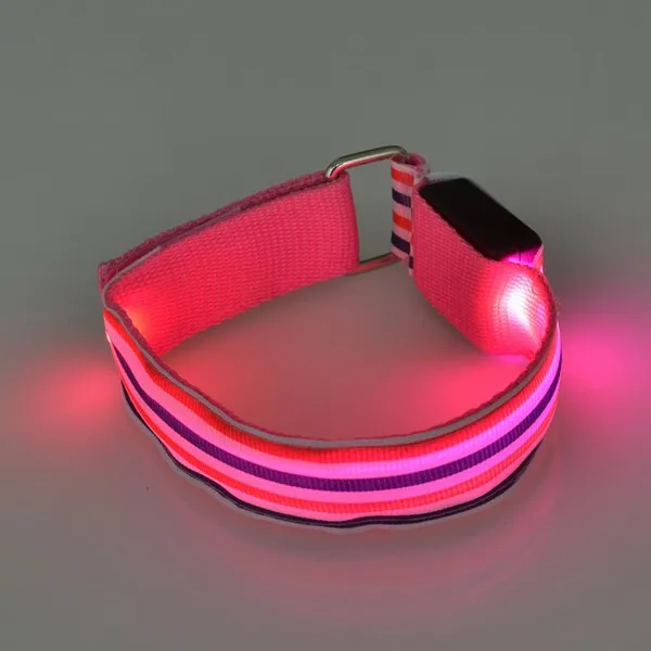 Pink Светодиодный нейлоновый ошейник для собак, щенков, домашних животных, ночной Светильник - Цвет: Pink