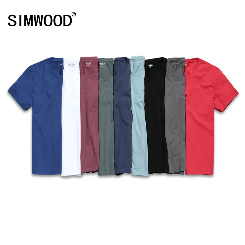 Новинка, Мужская футболка SIMWOOD, приталенная, одноцветная, для фитнеса, повседневные топы, хлопок, удобная, высокое качество, плюс размер, TD017101