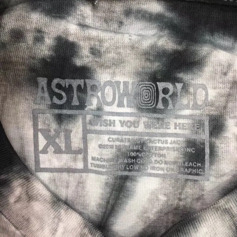 

19SS Newest Summer Hip-hop ASTROWORLD TRAVIS SCOTT TIE DYE LONGSLEEVE TeeS Men Women KANYE WEST Short Sleeve Fashion Cotton