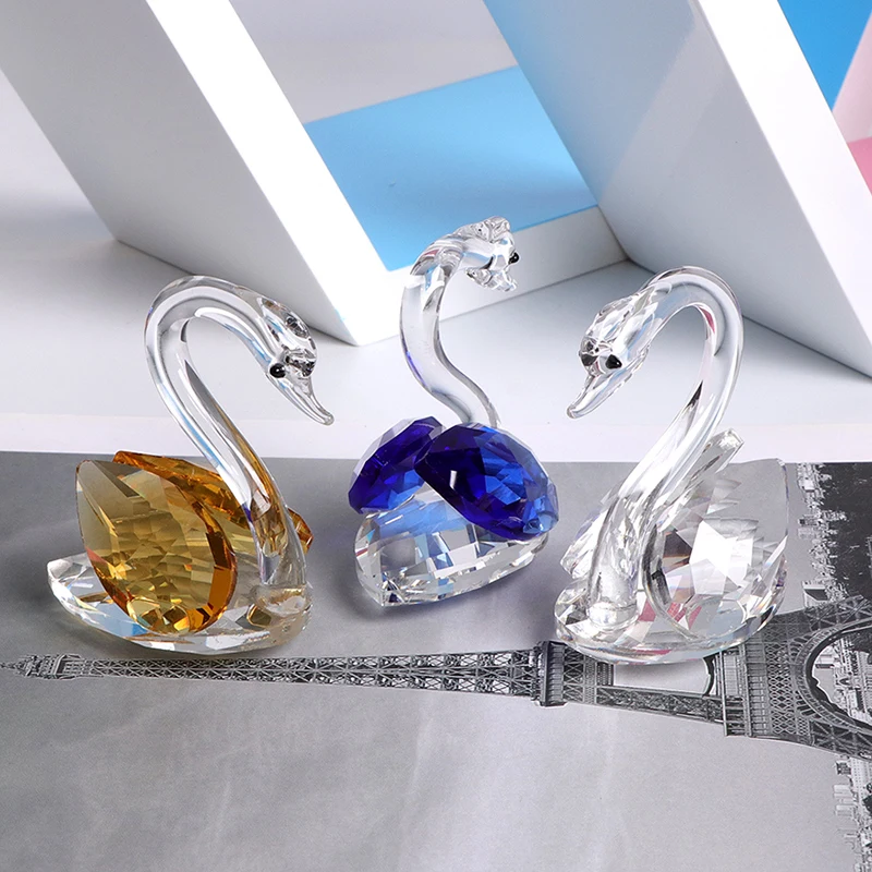 Миниатюрная фигурка лебедя из хрусталя К9 ручной работы хрустальное ремесло