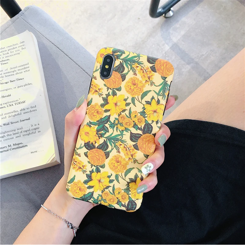Наши предложения для samsung Galaxy S10 Plus S8 S9 ретро желтые цветы мягкие чехлы Note 8 9 Модный