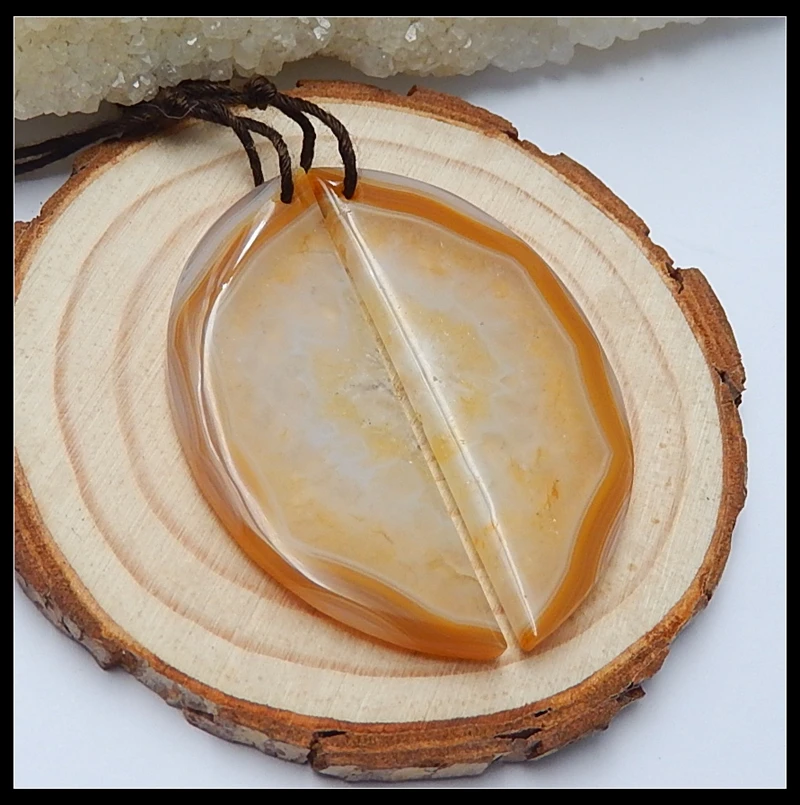 Серьги из натурального камня полукруглой формы с красным агатом 48x19x5 мм 13 4 г опт 1