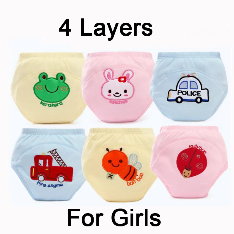4Layer Girl(Random) 1 шт., Многоразовые Детские тренировочные штаны, детские трусики для маленьких девочек и мальчиков, нижнее белье для новорожденных, недорогое нижнее белье - Цвет: 4Layer Girl(Random)