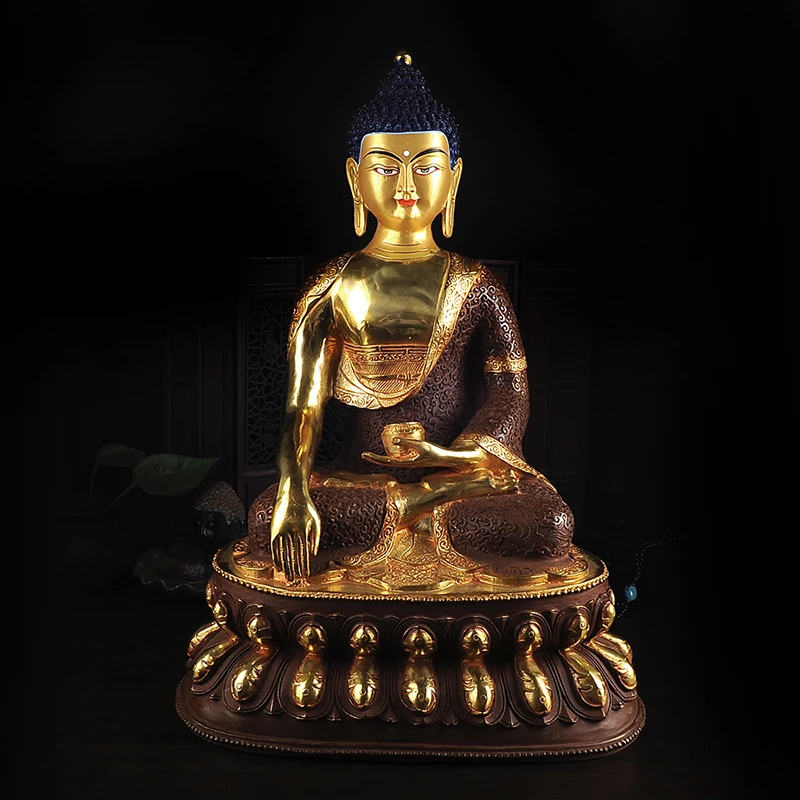 

44 cm LARGE # HOME hall efficacious Protection Talisman Huge gold-plated gilt Sakyamuni Buddha buddha Buddhist statue