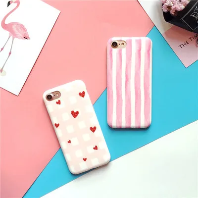 original design of the South Korean pink girl IMD scrub full protection soft shell for iphone 6s 6 plus 7 7plus case cover |