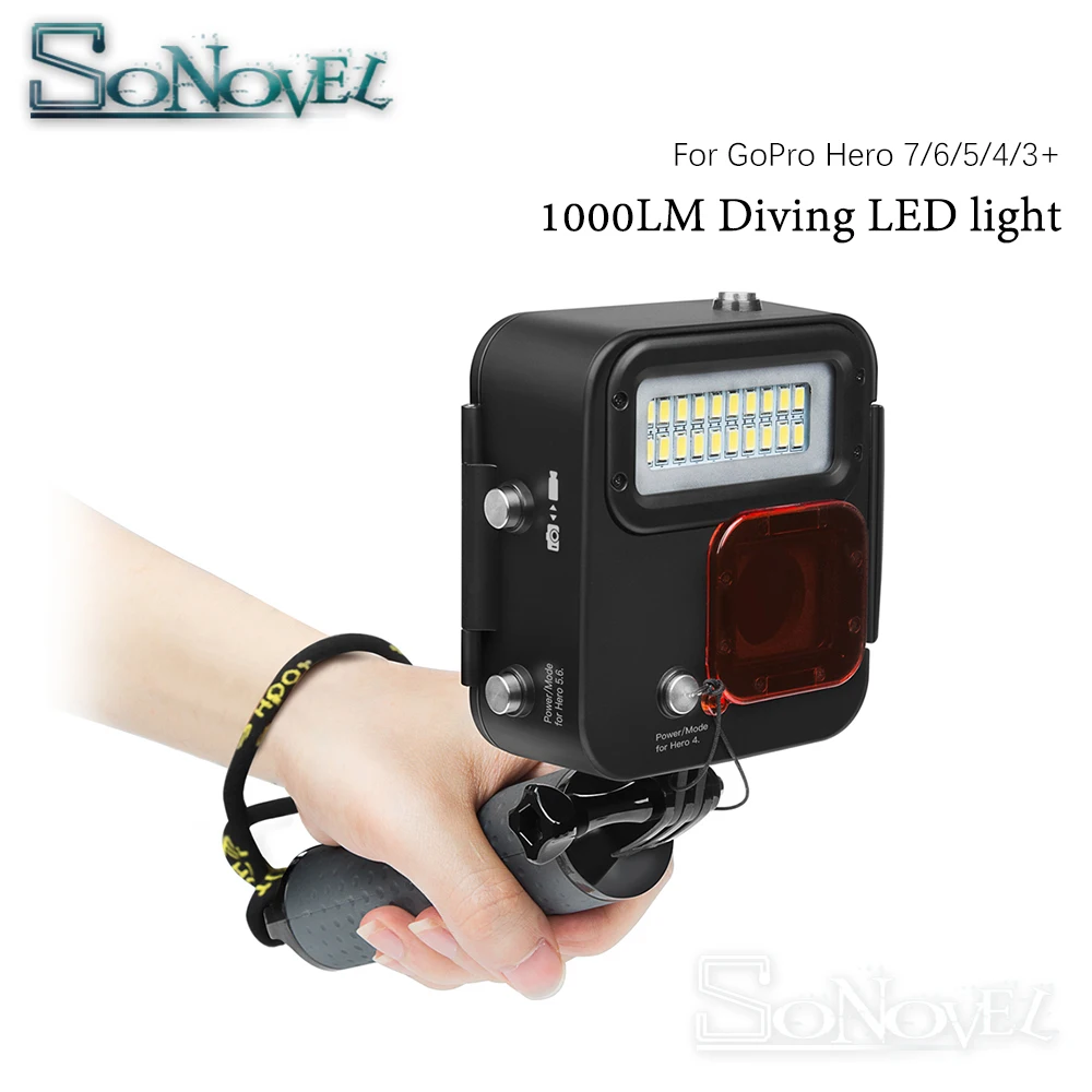 SHOOT 1000LM Дайвинг светодиодный свет водонепроницаемый чехол для GoPro Hero 7 6 5 черный 4 3 + серебряная Экшн-камера с аксессуарами для Go Pro 7 6