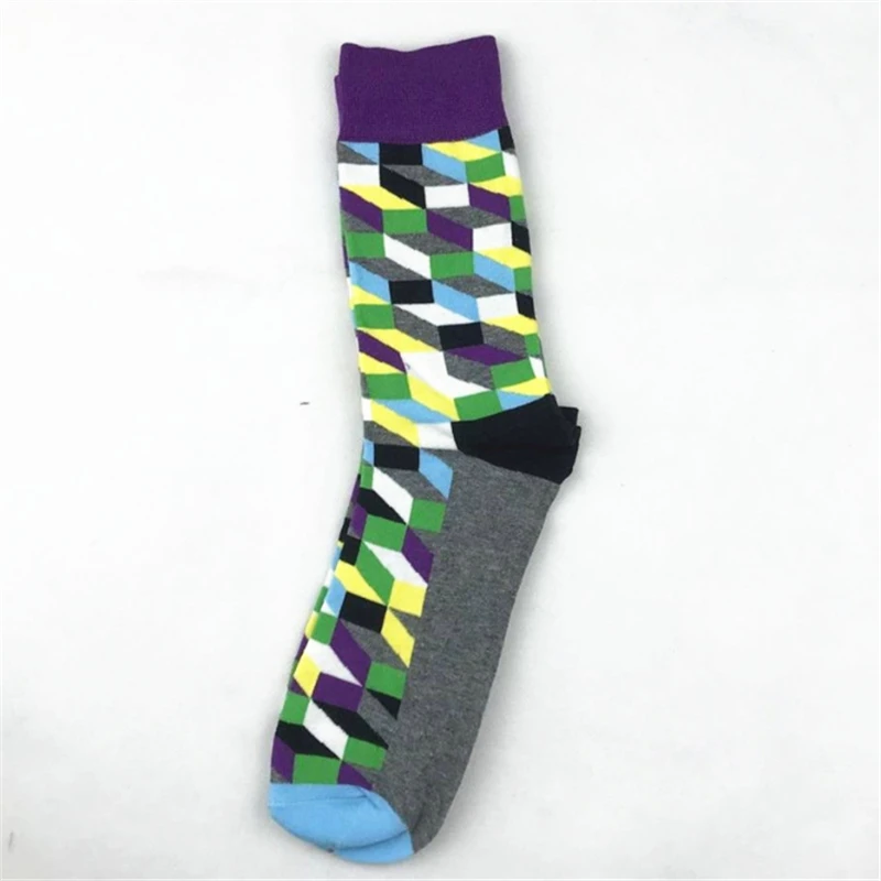 OKOUFEN Brand 2019 Hot Sale Casual Men Socks New fashion design Plaid Colorful happy Business Party Dress Cotton Man | Мужская одежда