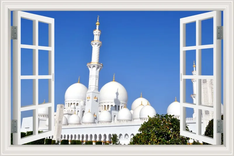 3d обои настенные наклейки с росписью Masjid Ислам Мусульманские настенные наклейки строительство вид окна домашний Декор виниловые наклейки для стен - Цвет: 17