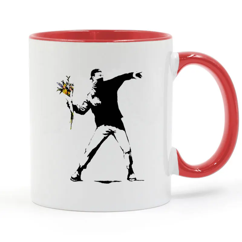 Кружка для кофе с цветочным горлышком Banksy креативные подарки 11 унций GA1579 | Дом и