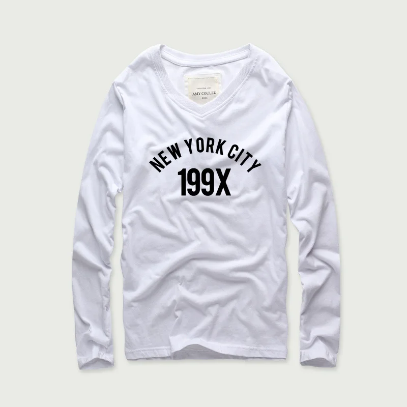 Новые осенние Нью Йорке 199X модные высокие эластичные хлопковые Футболка с