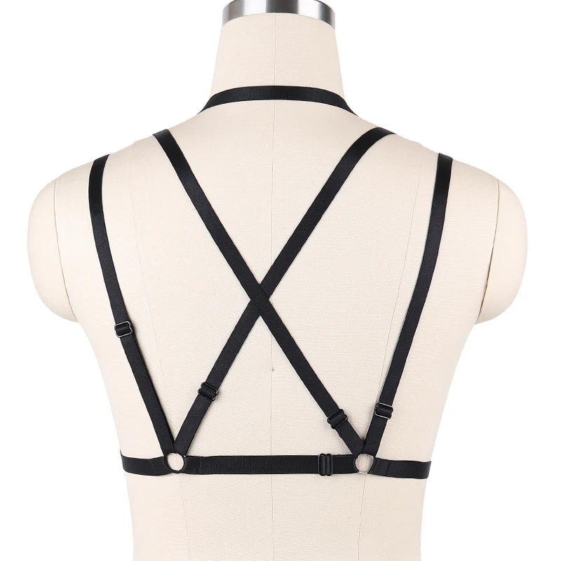 

Womens Gothic Body Harness Belt Black Strappy Punk Cage Bra Adjustable Sexy Lingerie Bondage Harness Bra Costumes