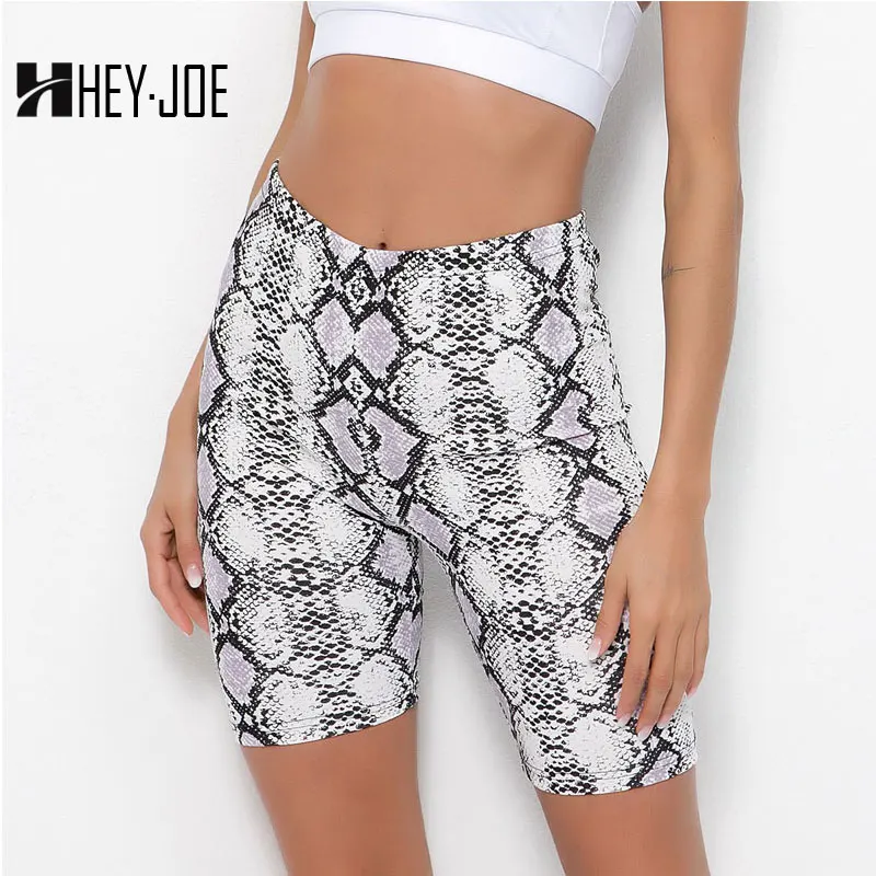 HEYJOE/Модные женские шорты со змеиным принтом с высокой талией для фитнеса