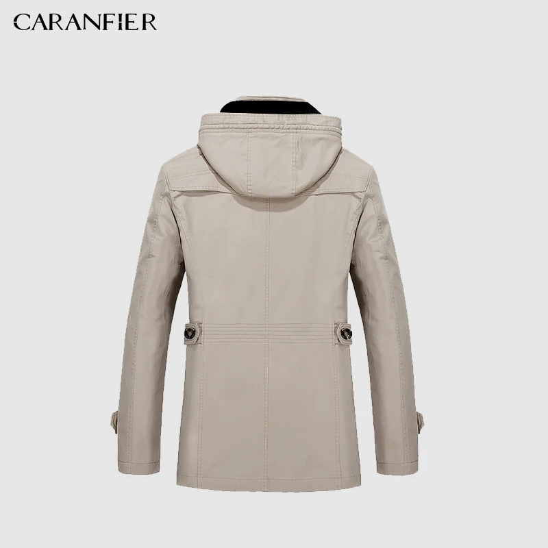 Бренд CARANFIER 2018 хлопок модный длинный тренчкот Мужская Осенняя тонкая куртка
