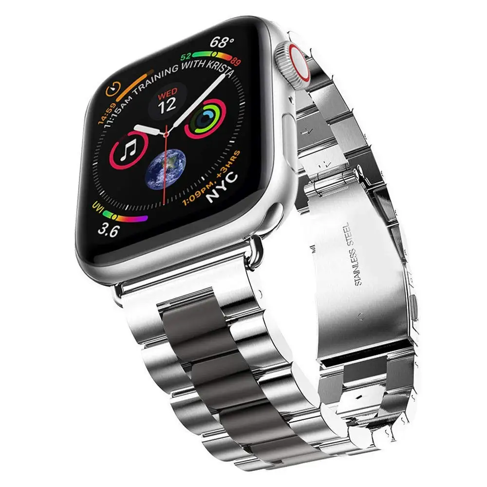 Для Apple Watch Band 44 мм 40 38 42 модный металлический спортивный браслет из нержавеющей