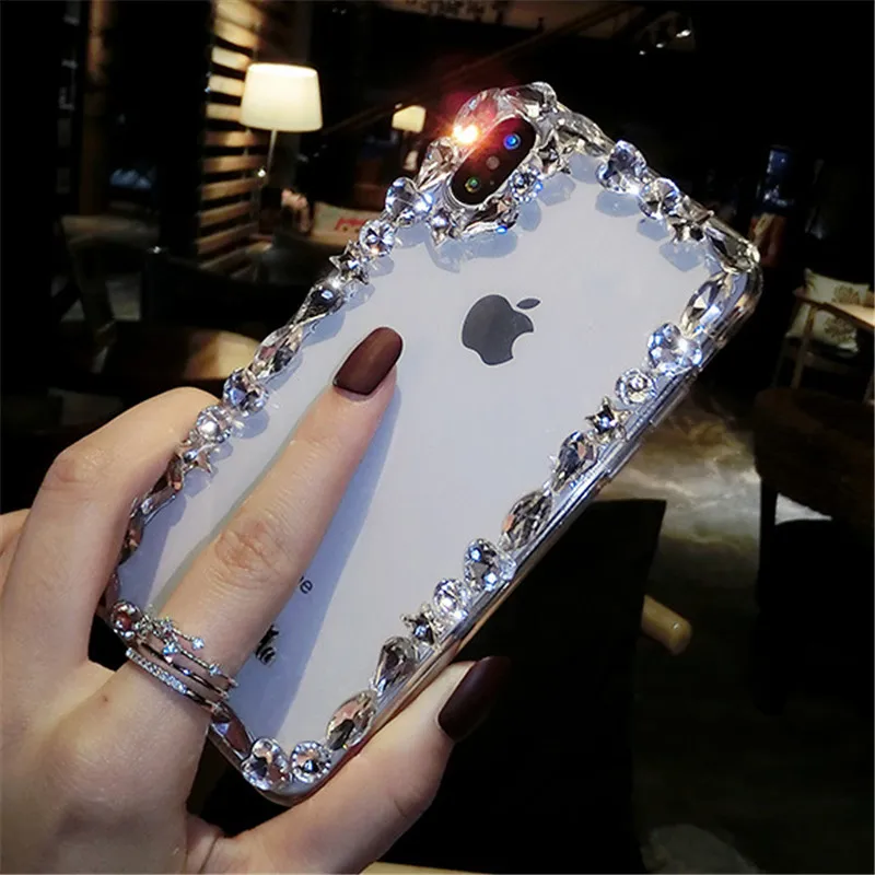 XINGDUO Блестящий Прозрачный чехол со стразами и для iphone X 8 8Plus 7 7Plus 6S Plus 5S SE модная