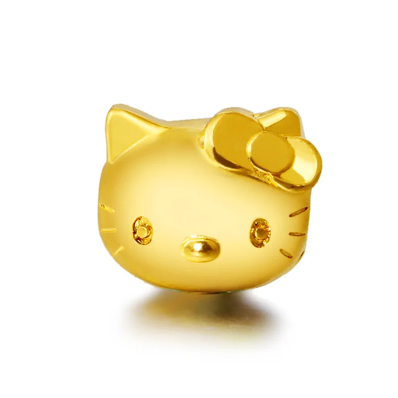 2шт 3D Жесткий Золотой KT кошачья голова кулон hello kitty Переводные Бусины