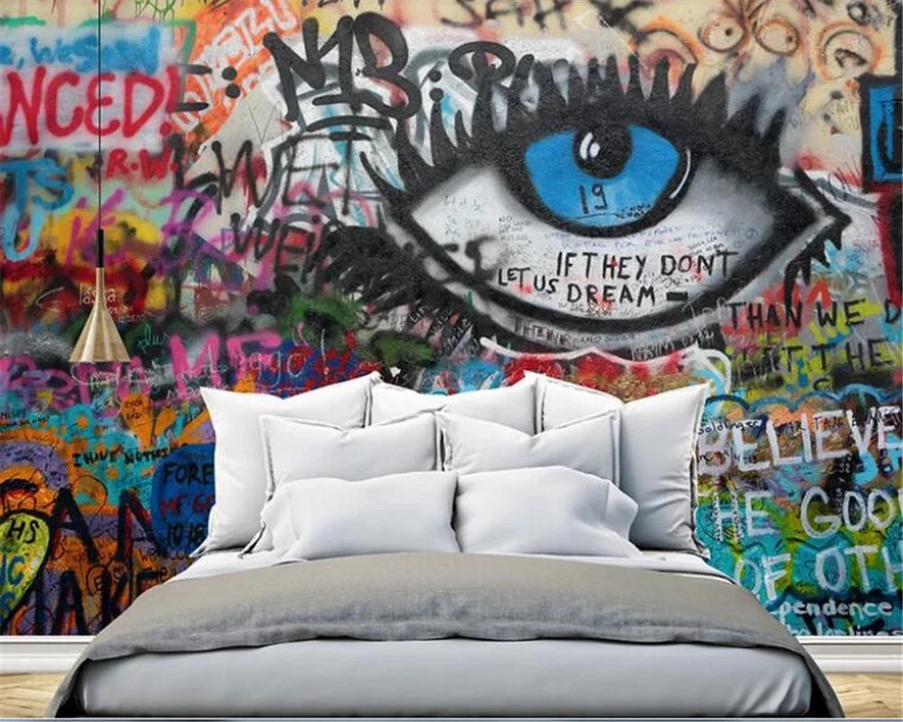 Бумажная роспись beibehang 3d художественные обои для фотографирования глаз граффити