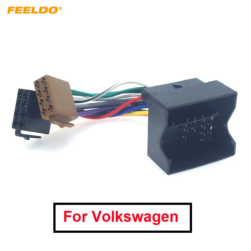 FEELDO 1 шт. автомобильный ISO стерео радио провод адаптер для Volkswagen Passat Bora Fox Golf Tiguan для Skoda Audi штекер жгут проводов кабель