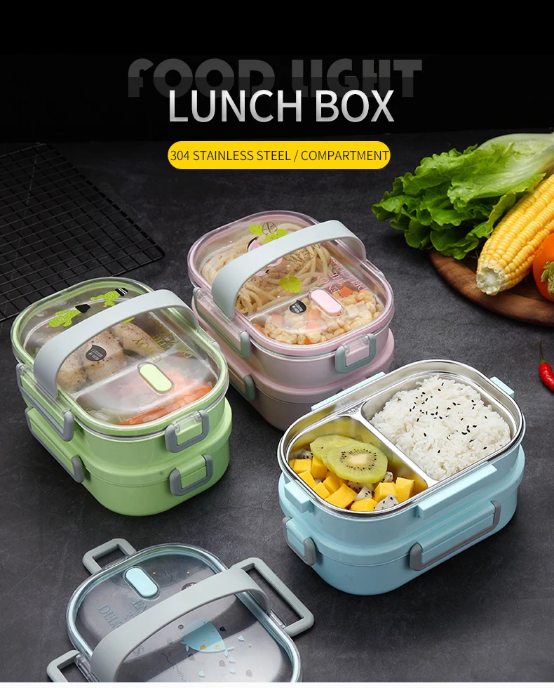 WORTHBUY японский картон Ланч-бокс 304 из нержавеющей стали Bento box для детей контейнер для хранения еды герметичный Bento Ланч-бокс