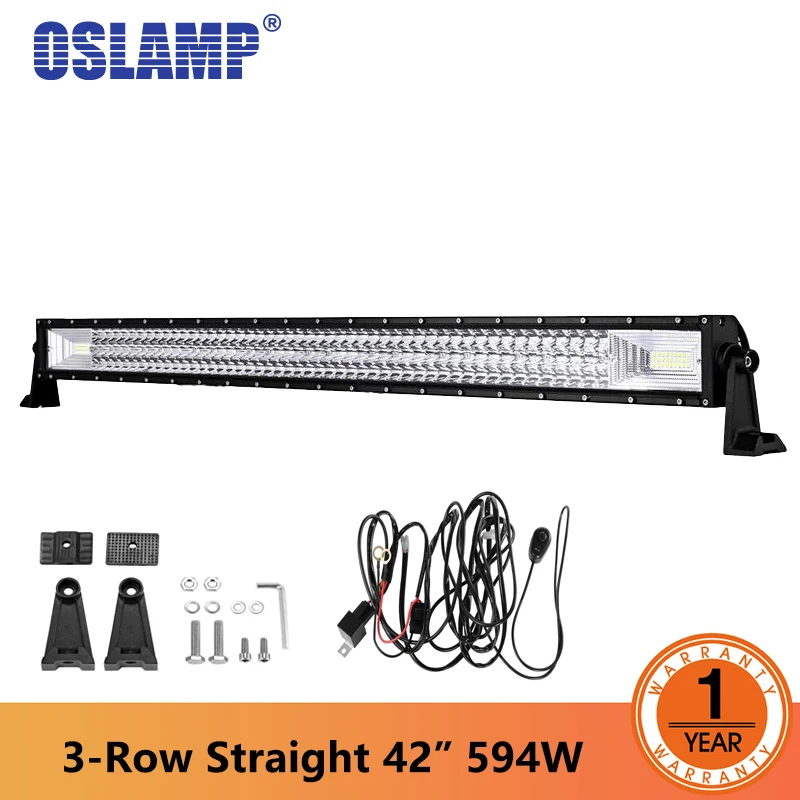 Oslamp 594W 42-дюймовый трехрядный светодиодный световой бар для внедорожного