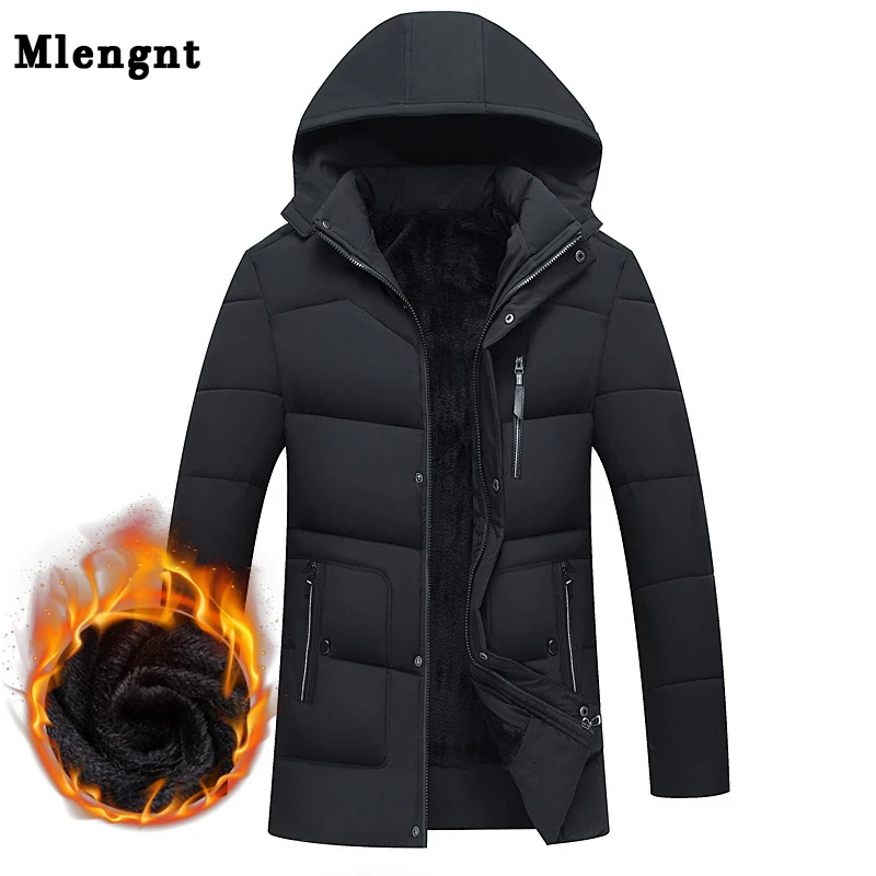 

Men Winter Fleece Thick Long Jacket -20 Autumn Winter Male Casual Warm Cotton Padded Windbreaker Hooded Parka Streetwear Coat