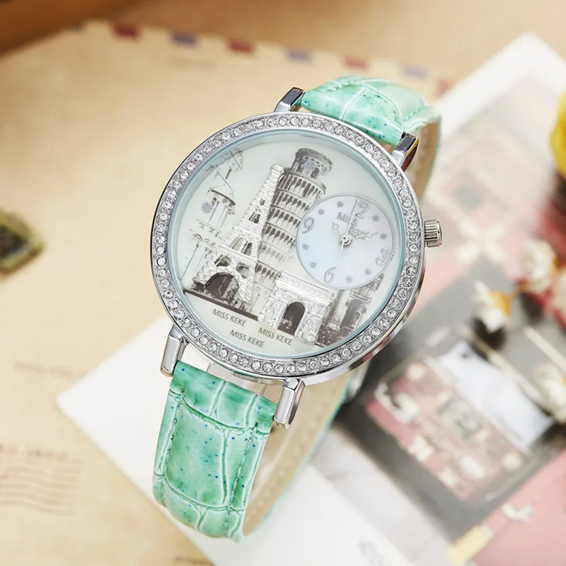 Relojes Mujer Miss Keke Clay Милые 3d мини-часы с Эйфелевой башней, женские часы, женские наручные часы Montre Femme 1309