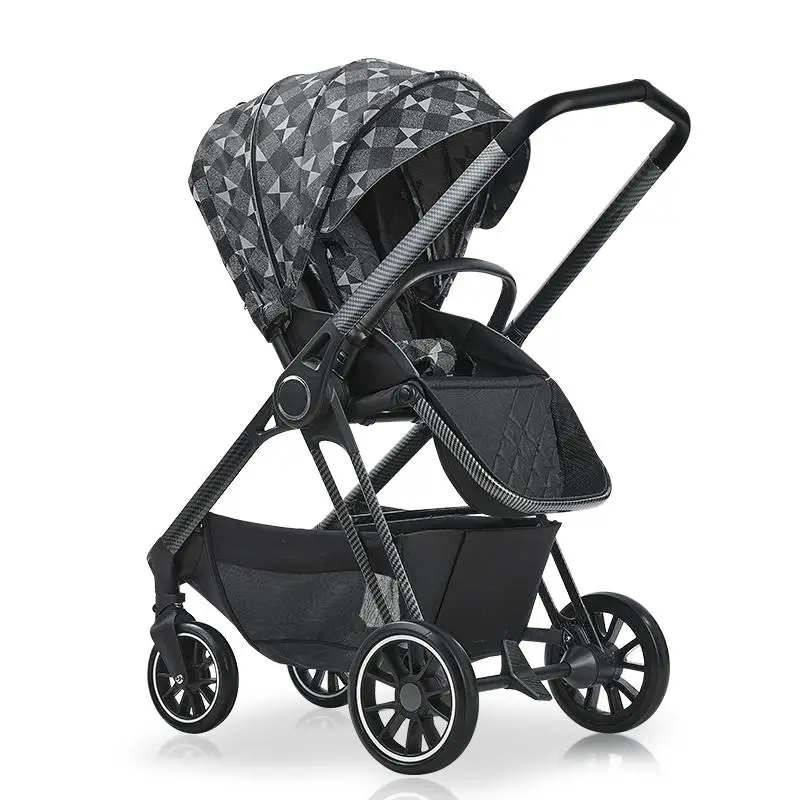 black stroller Coolbaby прогулочная коляска с высоким пейзажем, может сидеть и лежать Двусторонняя легкая детская коляска - Цвет: black stroller