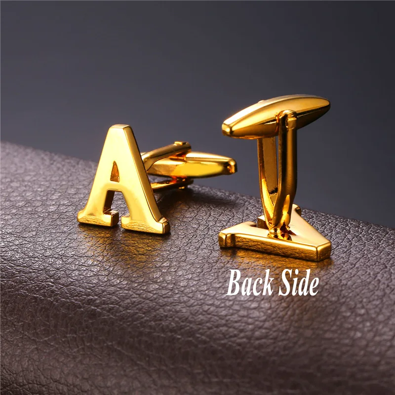 Запонки с надписью A мужские металлические высокого качества золотистого цвета