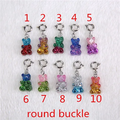 round buckle 20 шт 10*17 мм сверкающие сладкие жевательные мишки градиентные цветные плоские резиновые Кабошоны Подвески для головных уборов аксессуары - Цвет: round buckle
