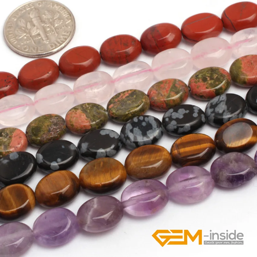 

8x10mm Flat Olivary Oval shape jewelry Beads natural stone beads Select: Jades,Amethysts, Agat e,Unakite,Tiger Eye,Strand 15"