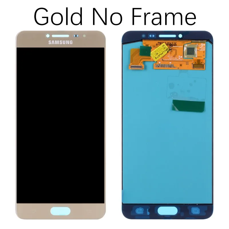 AMOLED Дисплей для SAMSUNG Galaxy C7 C7000 LCD в сборе с тачскрином 5.7" черный белый золотой - Цвет: No Frame Gold