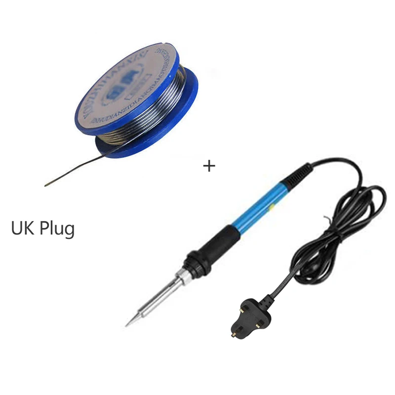 UK Plug 60 Вт, 110 В, 220 В, Электрический паяльник с регулируемой температурой, паяльная станция, паяльная станция, термокарандаш, сварочный инструмент для ремонта - Цвет: UK Plug