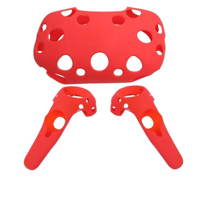 Red set Case Для htc Vive VR гарнитура силиконовый чехол ручка контроллера чехол для htc Vive чехол VR очки кожа оболочка для htc Vive аксессуары - Цвет: Red set Case