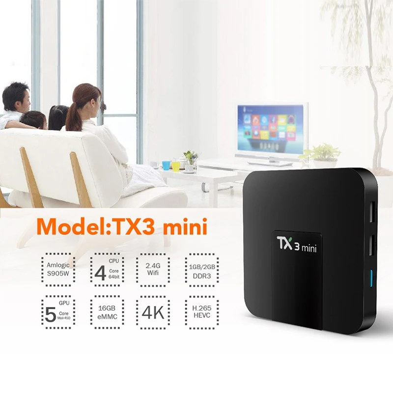 TX3 Мини Android 7 1 Smart TV BOX 2 Гб 16 четырехъядерный процессор Amlogic S905W телеприставка H.265 4K