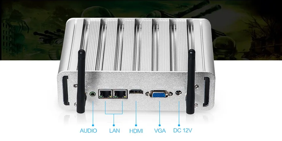 Мини ПК Intel Core i7 5500U i5 5200U i3 5005U Линукс Windows двойной гигабитный LAN Dual COM RS232 Порты HDMI VGA 4xUSB3. 0, Wi-Fi, HTPC